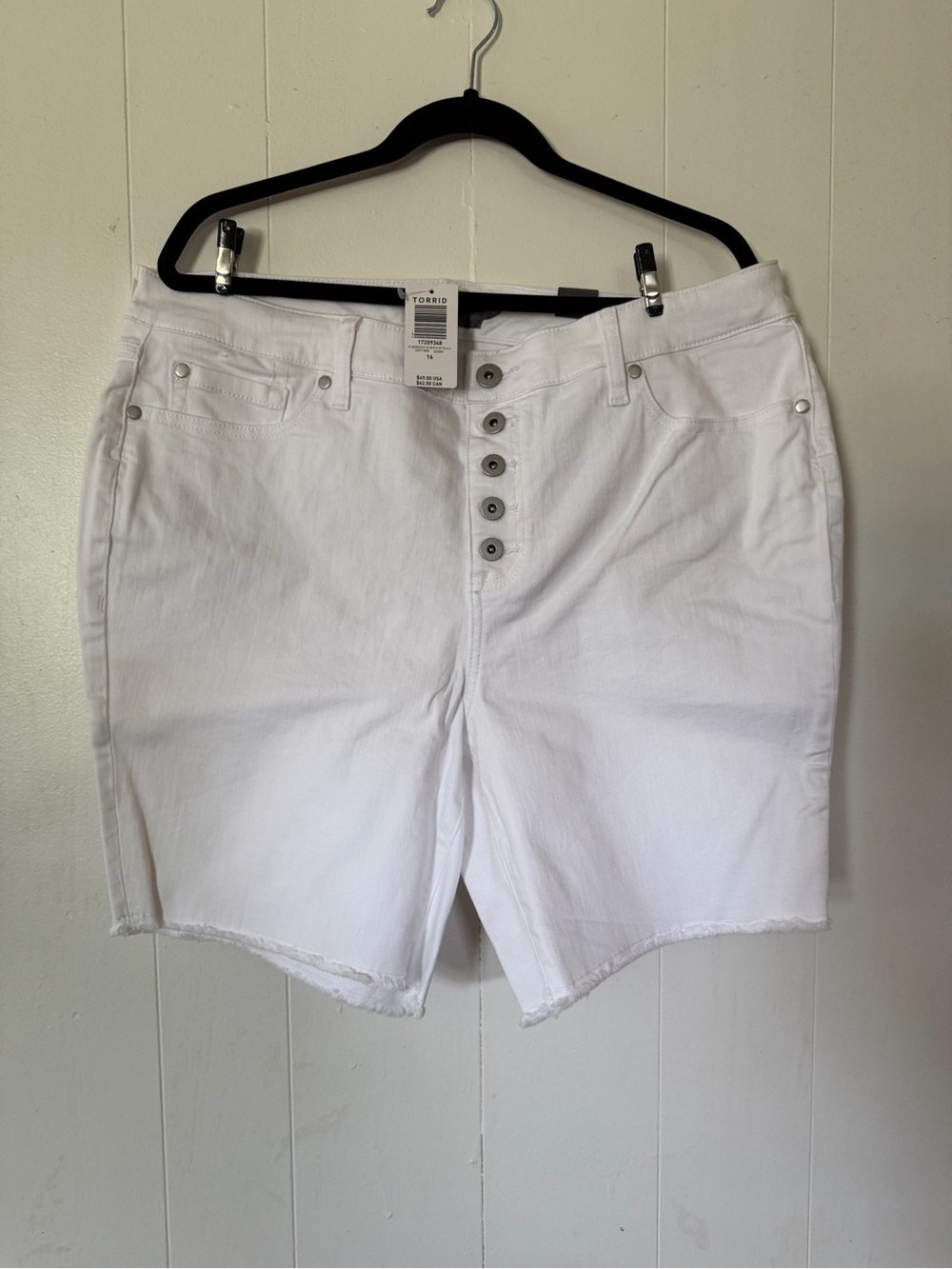 torrid White High-Rise Button-Fly Denim Shorts